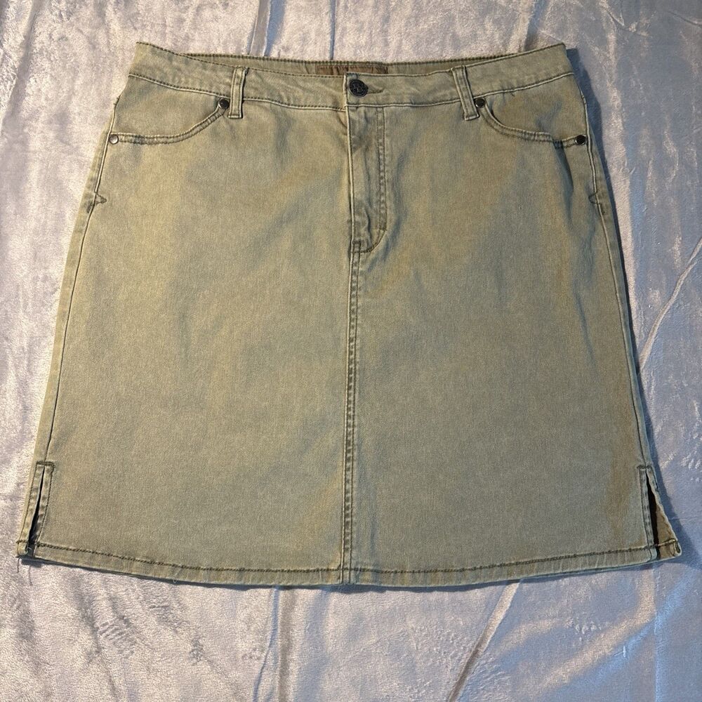 Bit and Bridle Women's Olive Green Denim Skirt Size 16